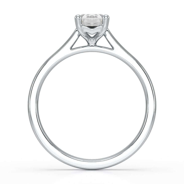 Emerald Cut Diamond Solitaire Engagement Ring with Tapered Shank