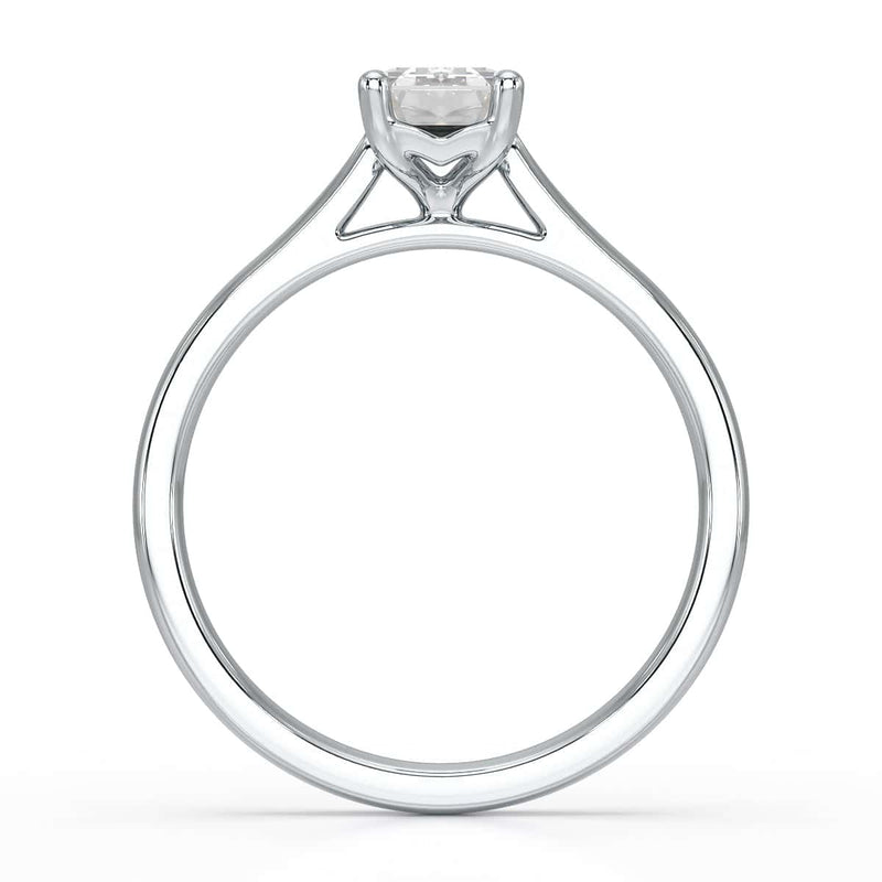 Emerald Cut Diamond Solitaire Engagement Ring with Tapered Shank