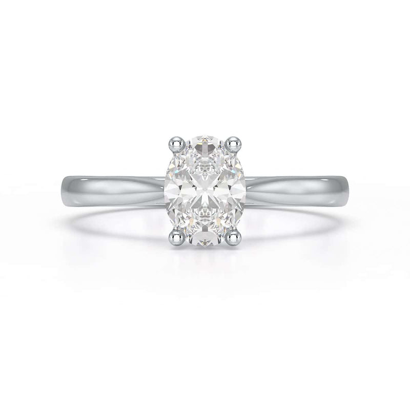 Diamond Engagement Ring- Oval 4 Claw Knife Edge Shoulders