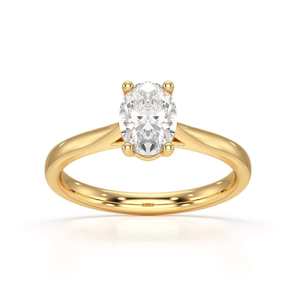 Diamond Engagement Ring- Oval 4 Claw Knife Edge Shoulders