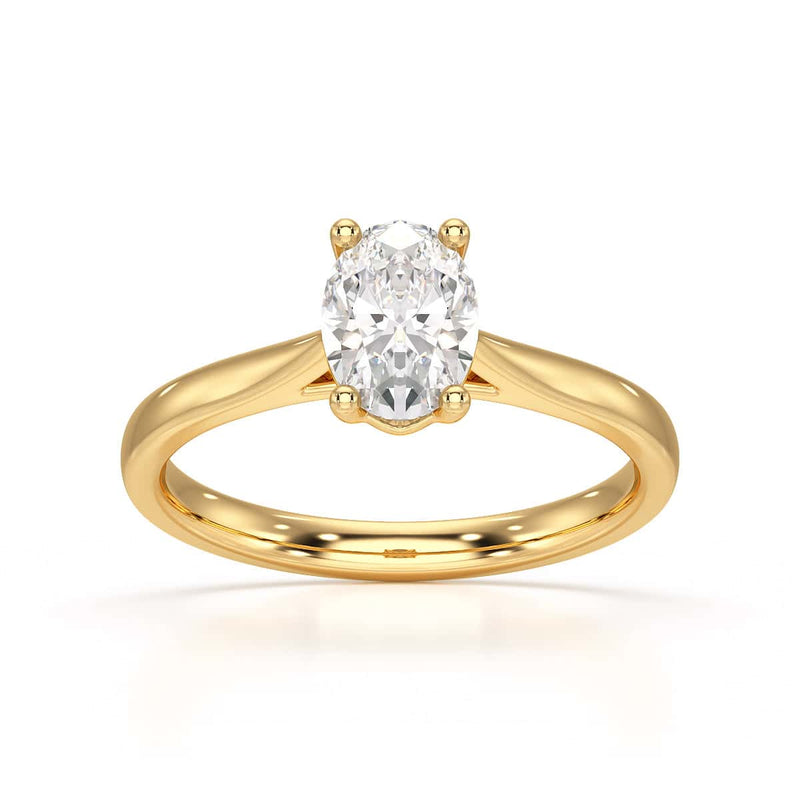 Diamond Engagement Ring- Oval 4 Claw Knife Edge Shoulders