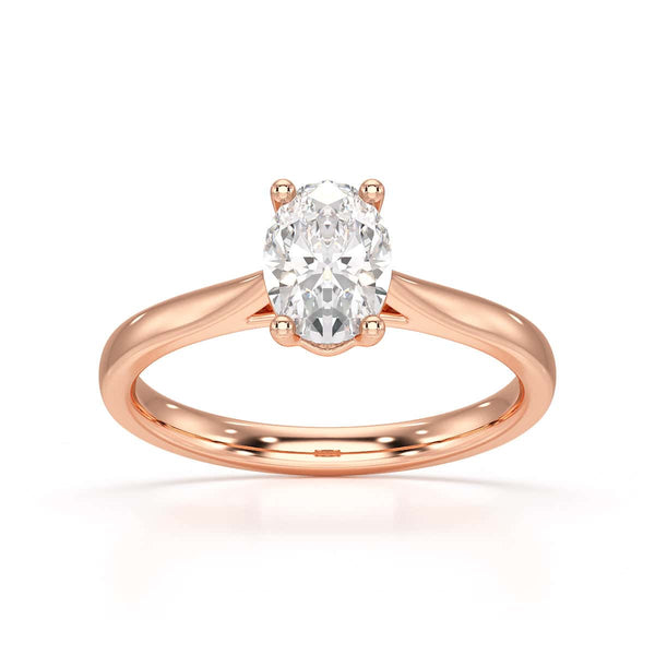 Diamond Engagement Ring- Oval 4 Claw Knife Edge Shoulders