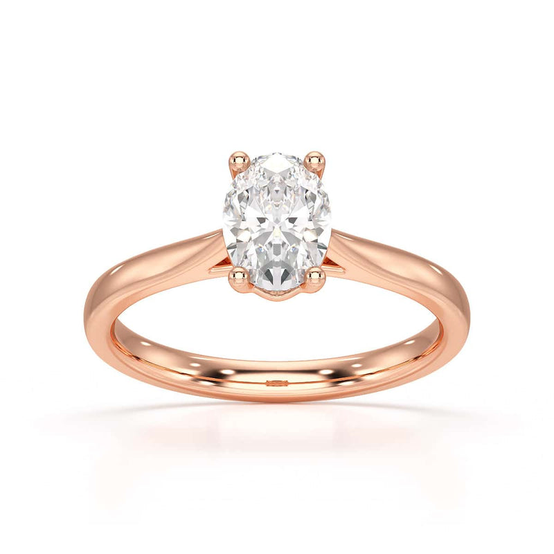 Diamond Engagement Ring- Oval 4 Claw Knife Edge Shoulders