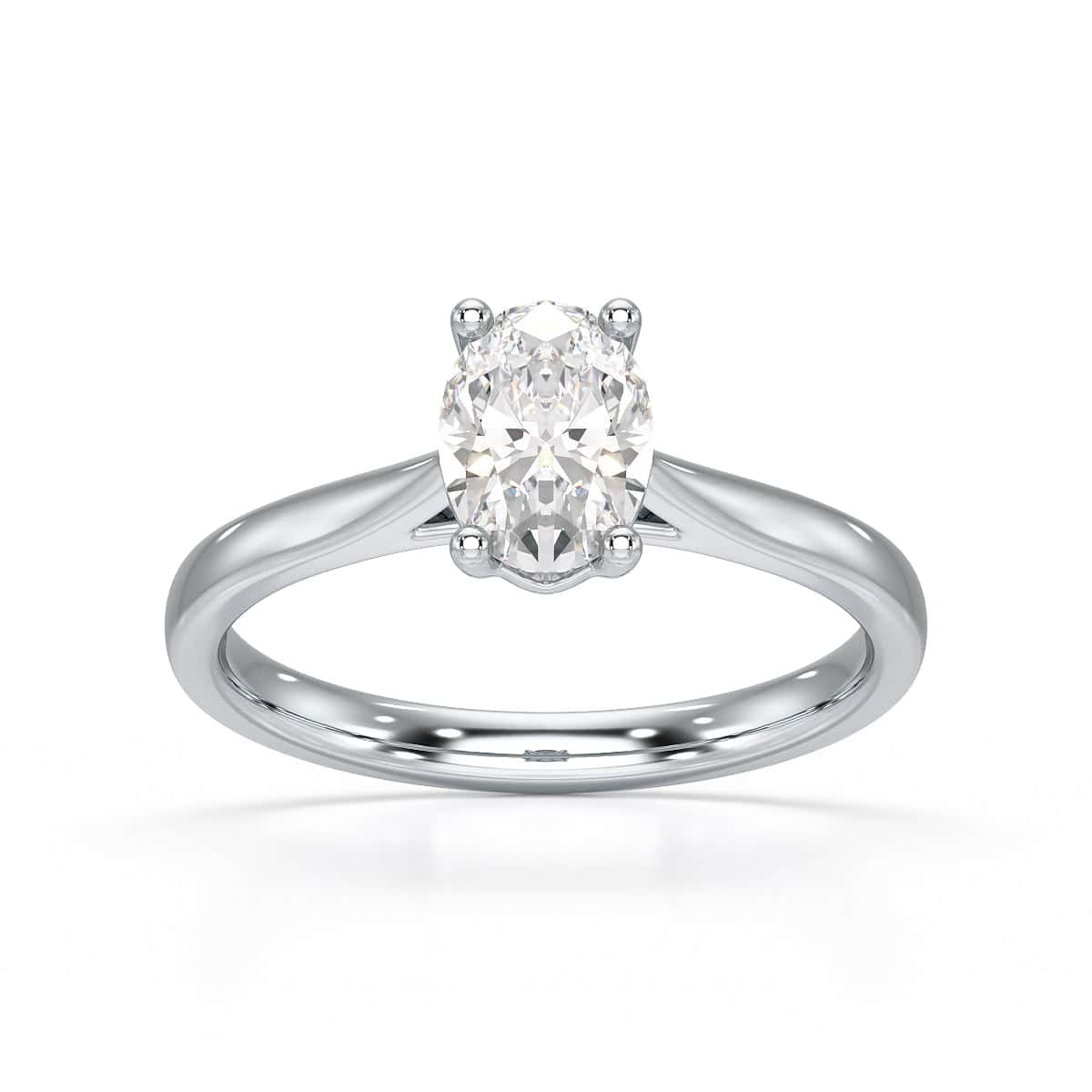 Diamond Engagement Ring- Oval 4 Claw Knife Edge Shoulders