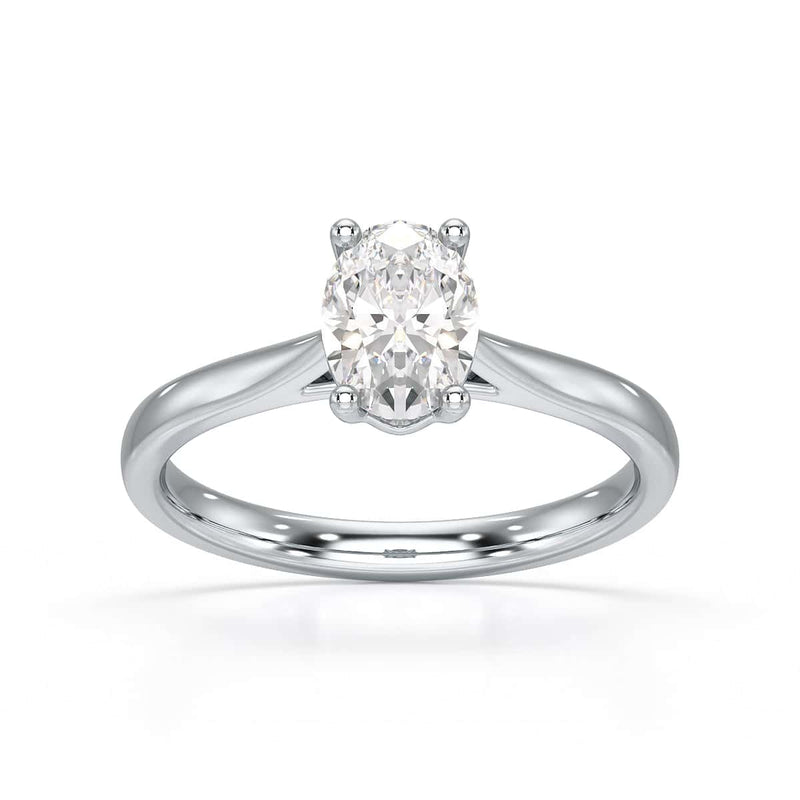 Diamond Engagement Ring- Oval 4 Claw Knife Edge Shoulders