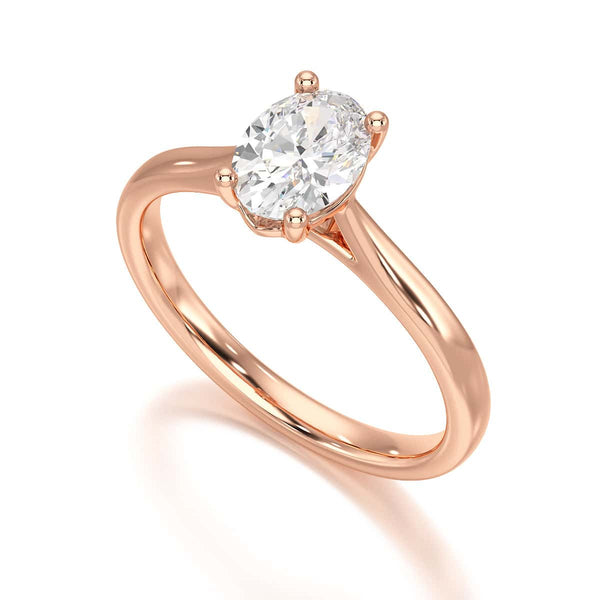 Diamond Engagement Ring- Oval 4 Claw Knife Edge Shoulders