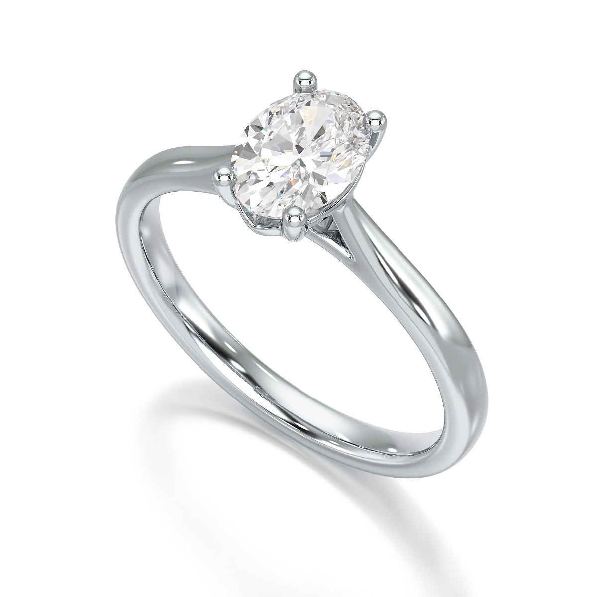 Diamond Engagement Ring- Oval 4 Claw Knife Edge Shoulders