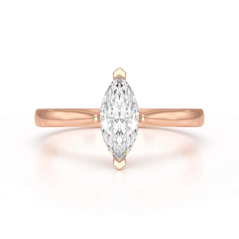 Diamond Engagement Ring- Marquise V Claw Tapered Shoulders