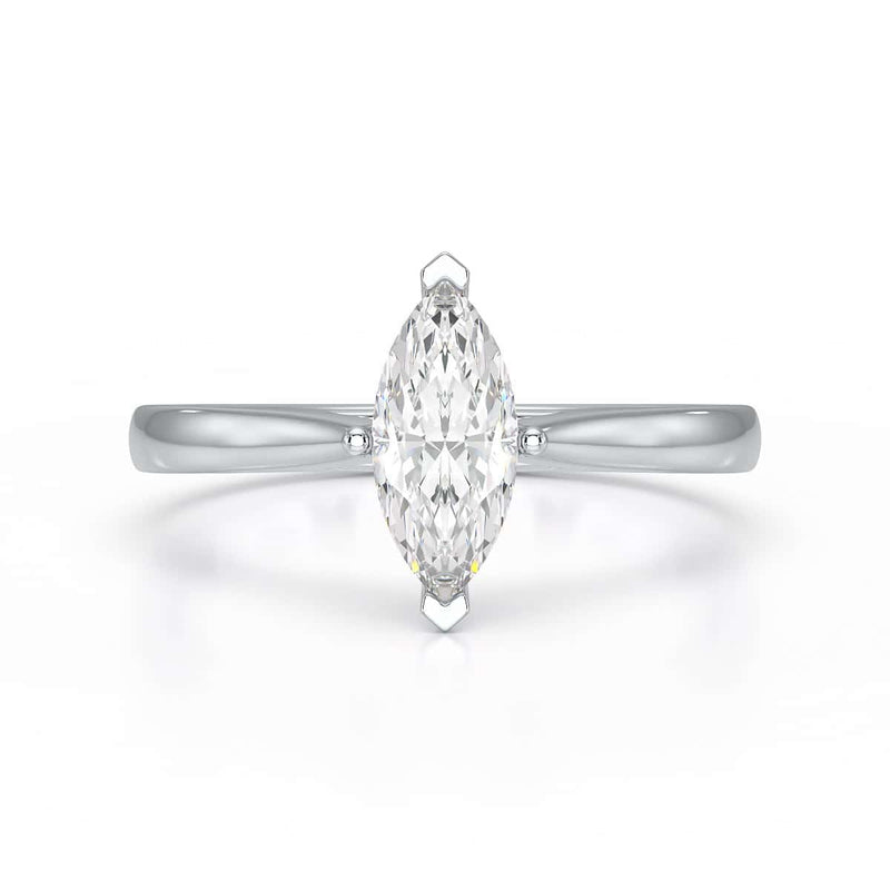 Diamond Engagement Ring- Marquise V Claw Tapered Shoulders
