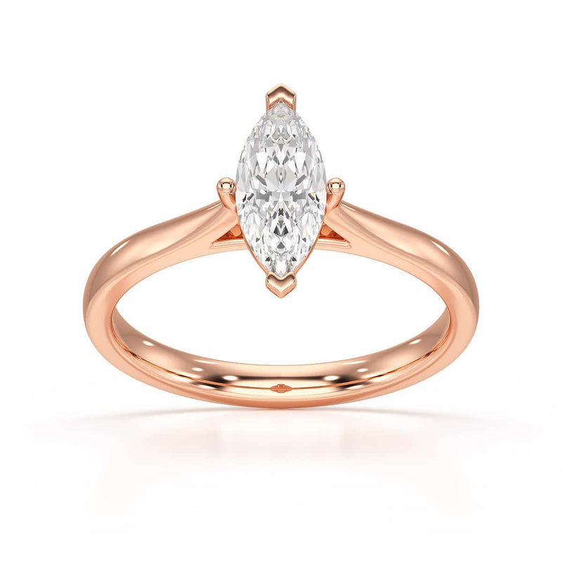 Diamond Engagement Ring- Marquise V Claw Tapered Shoulders