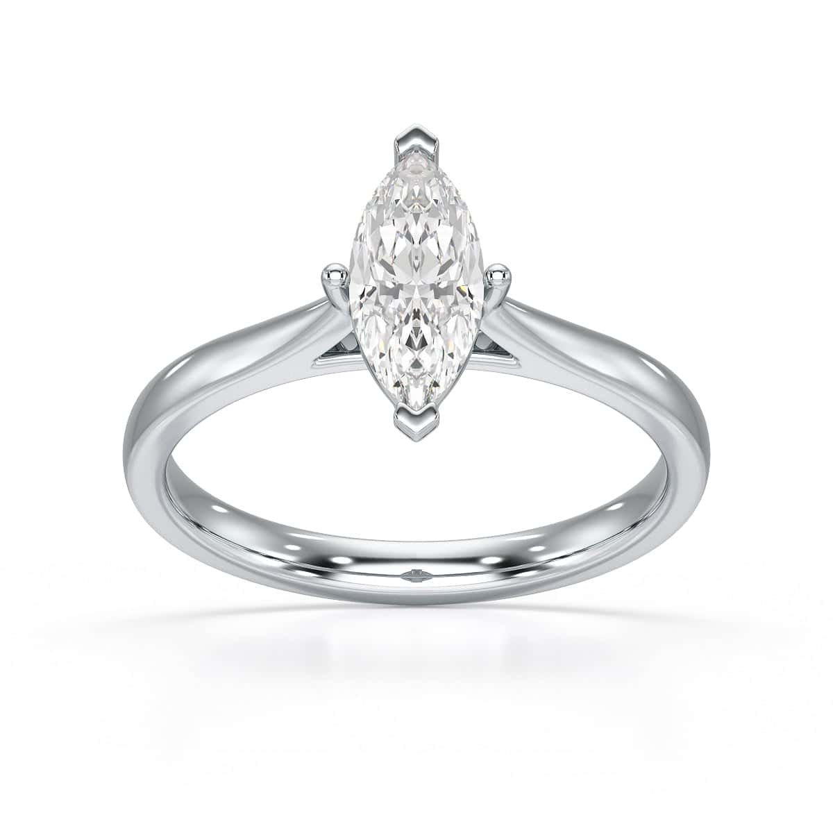 Diamond Engagement Ring- Marquise V Claw Tapered Shoulders