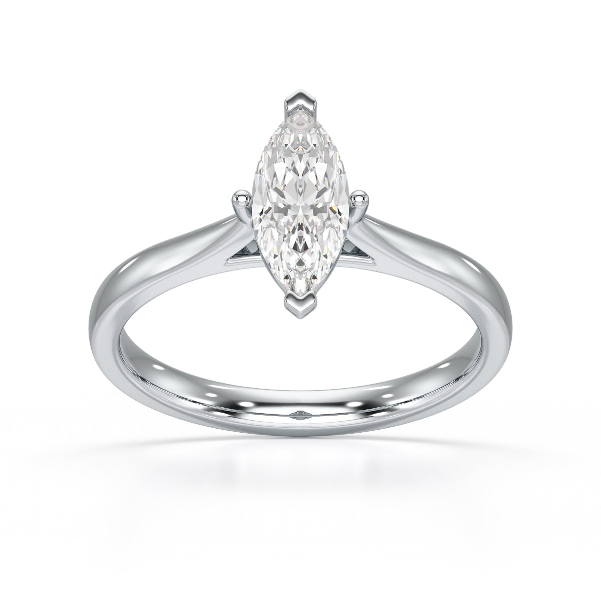 Diamond Engagement Ring- Marquise V Claw Tapered Shoulders