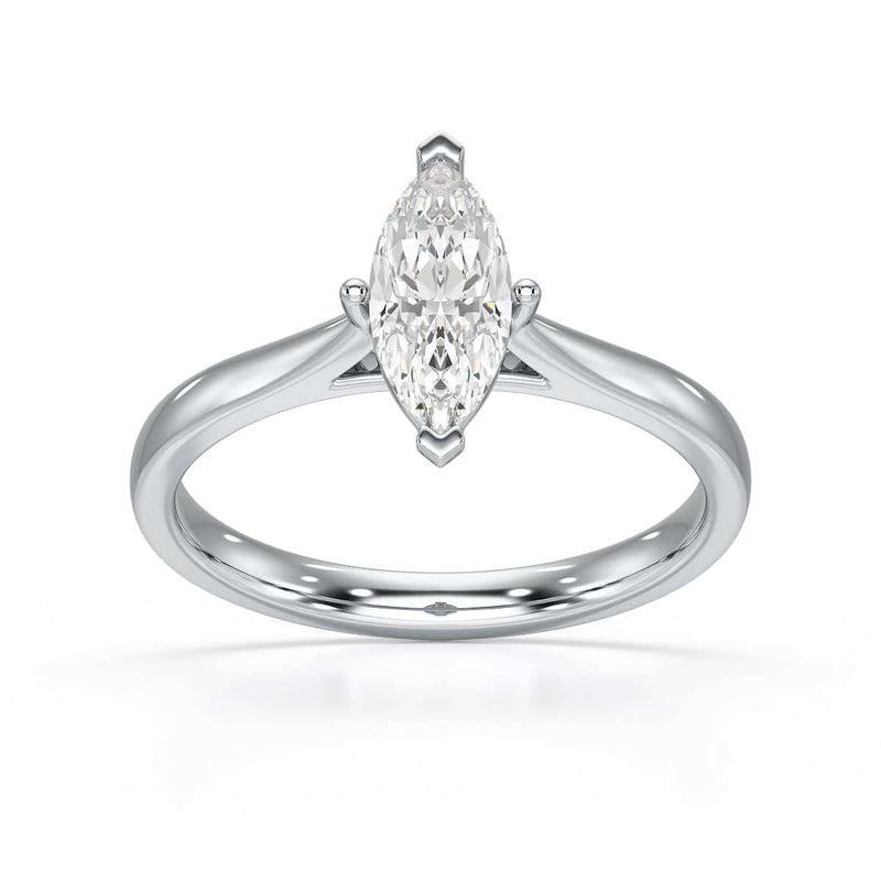 Diamond Engagement Ring- Marquise V Claw Tapered Shoulders