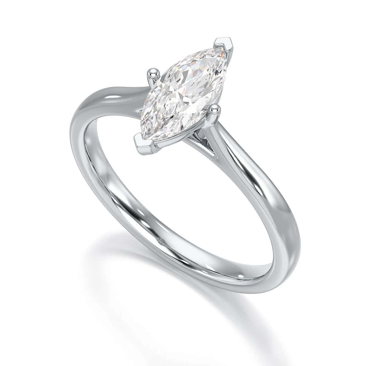 Diamond Engagement Ring- Marquise V Claw Tapered Shoulders