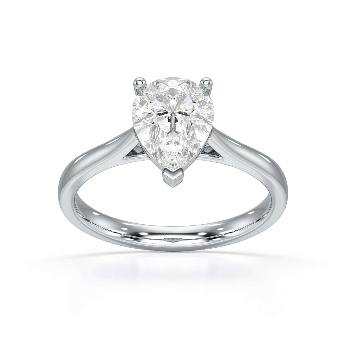 Diamond Engagement Ring- Pear Shaped Solitaire With Tapered Shoulders