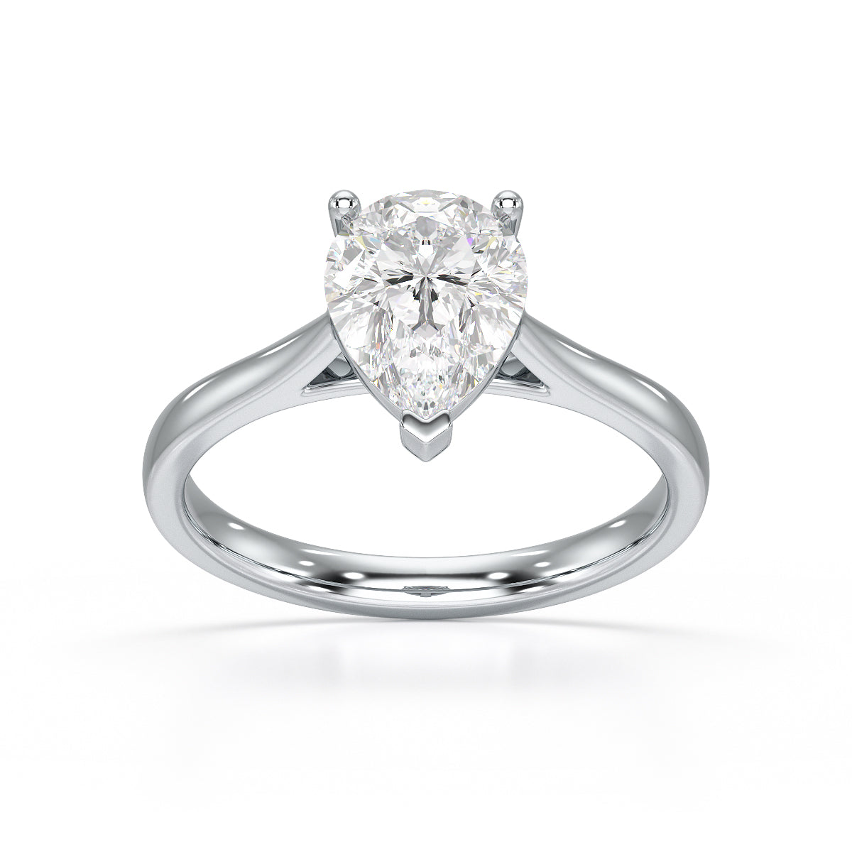 Diamond Engagement Ring- Pear Shaped Solitaire With Tapered Shoulders