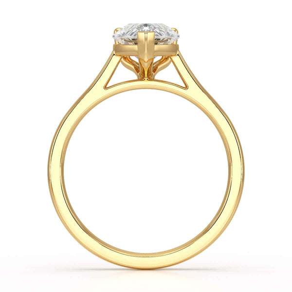 Diamond Solitaire Engagement Ring With a Pear Shape Diamond Solitaire and Tapered Shoulders