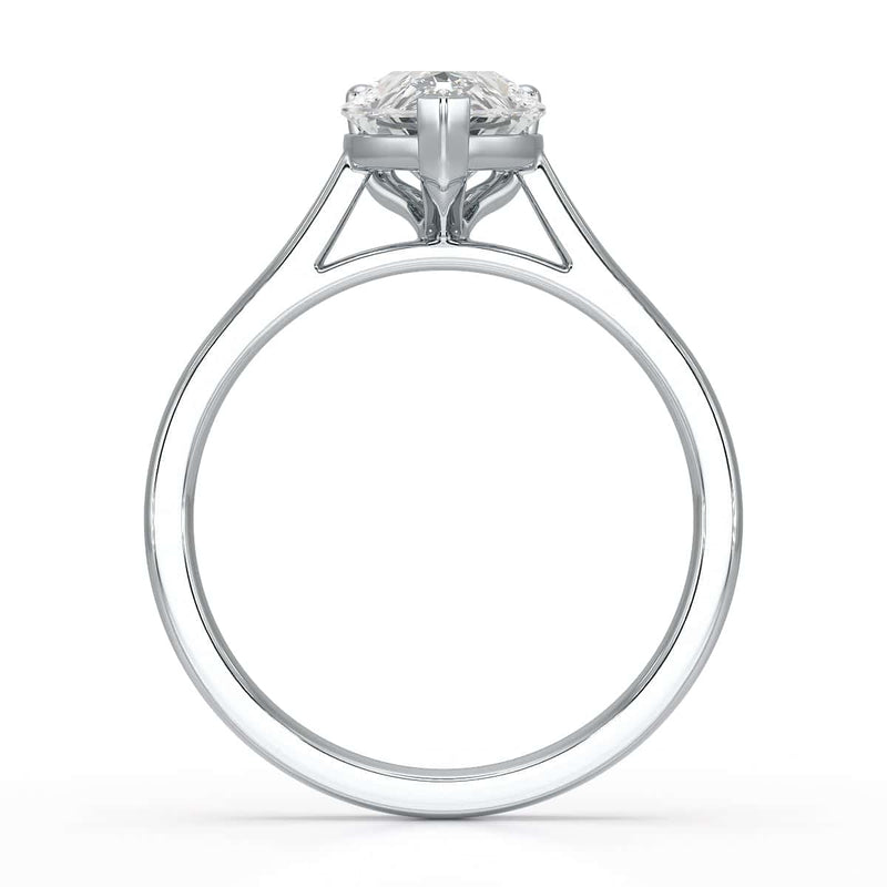 Diamond Solitaire Engagement Ring With a Pear Shape Diamond Solitaire and Tapered Shoulders