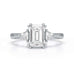 Emerald Trilogy Ring with Trillion side stone Engagement Ring