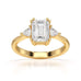 Emerald Trilogy Ring with Trillion side stone Engagement Ring