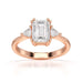 Emerald Trilogy Ring with Trillion side stone Engagement Ring