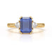 Blue Sapphire Trilogy Ring with Trillion side stone Dress Ring