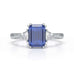 Blue Sapphire Trilogy Ring with Trillion side stone Dress Ring