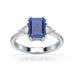 Blue Sapphire Trilogy Ring with Trillion side stone Dress Ring