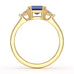 Blue Sapphire Trilogy Ring with Trillion side stone Dress Ring