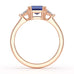 Blue Sapphire Trilogy Ring with Trillion side stone Dress Ring