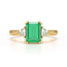 Emerald Trilogy Ring with Trillion side stone Dress Ring