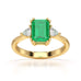 Emerald Trilogy Ring with Trillion side stone Dress Ring