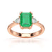 Emerald Trilogy Ring with Trillion side stone Dress Ring