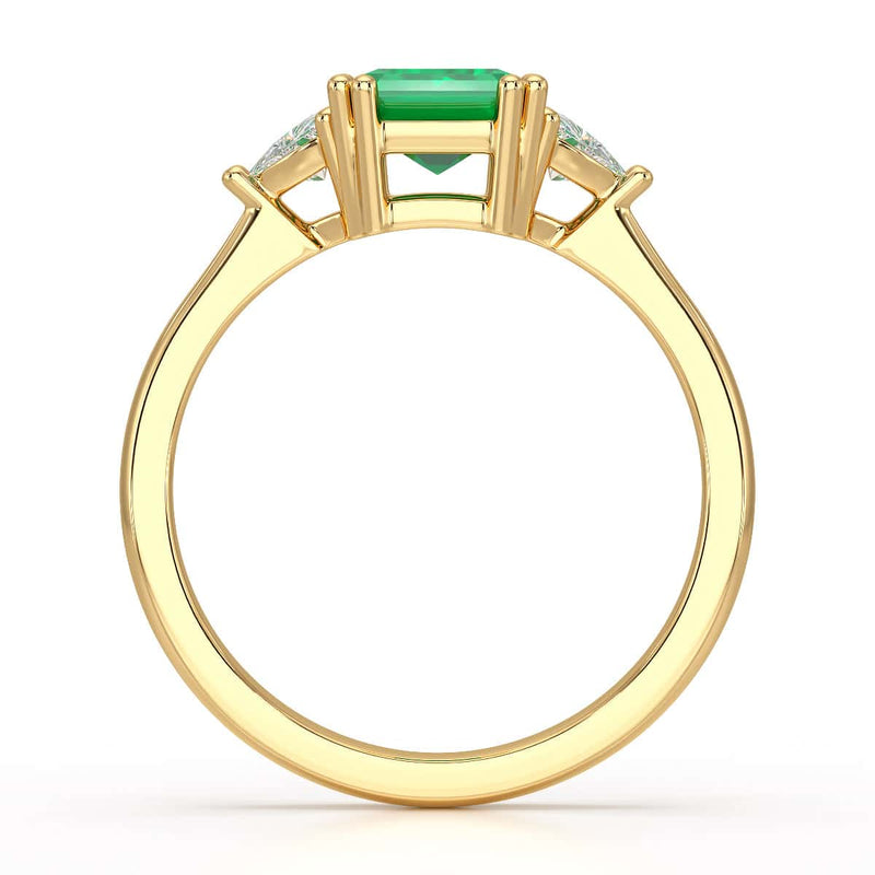 Emerald Trilogy Ring with Trillion side stone Dress Ring