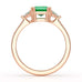 Emerald Trilogy Ring with Trillion side stone Dress Ring