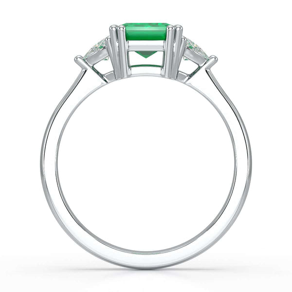 Emerald Trilogy Ring with Trillion side stone Dress Ring