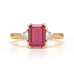 Ruby Trilogy Ring with Trillion side stone Dress Ring