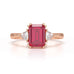 Ruby Trilogy Ring with Trillion side stone Dress Ring