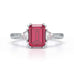Ruby Trilogy Ring with Trillion side stone Dress Ring