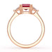 Ruby Trilogy Ring with Trillion side stone Dress Ring