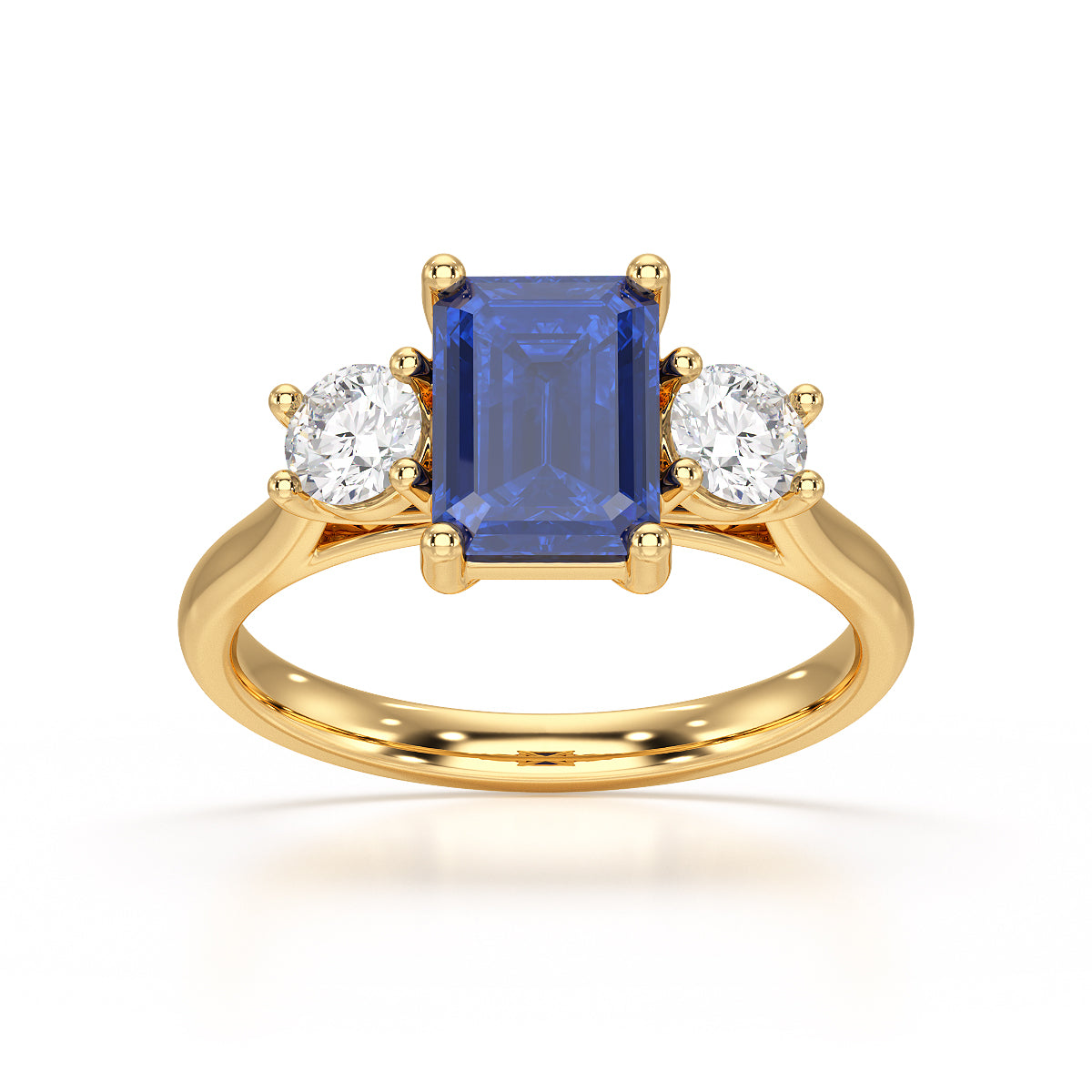 Sapphire trilogy with round side stone Dress ring