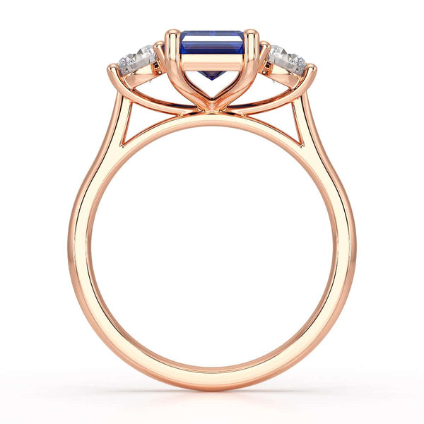 Sapphire trilogy with round side stone Dress ring