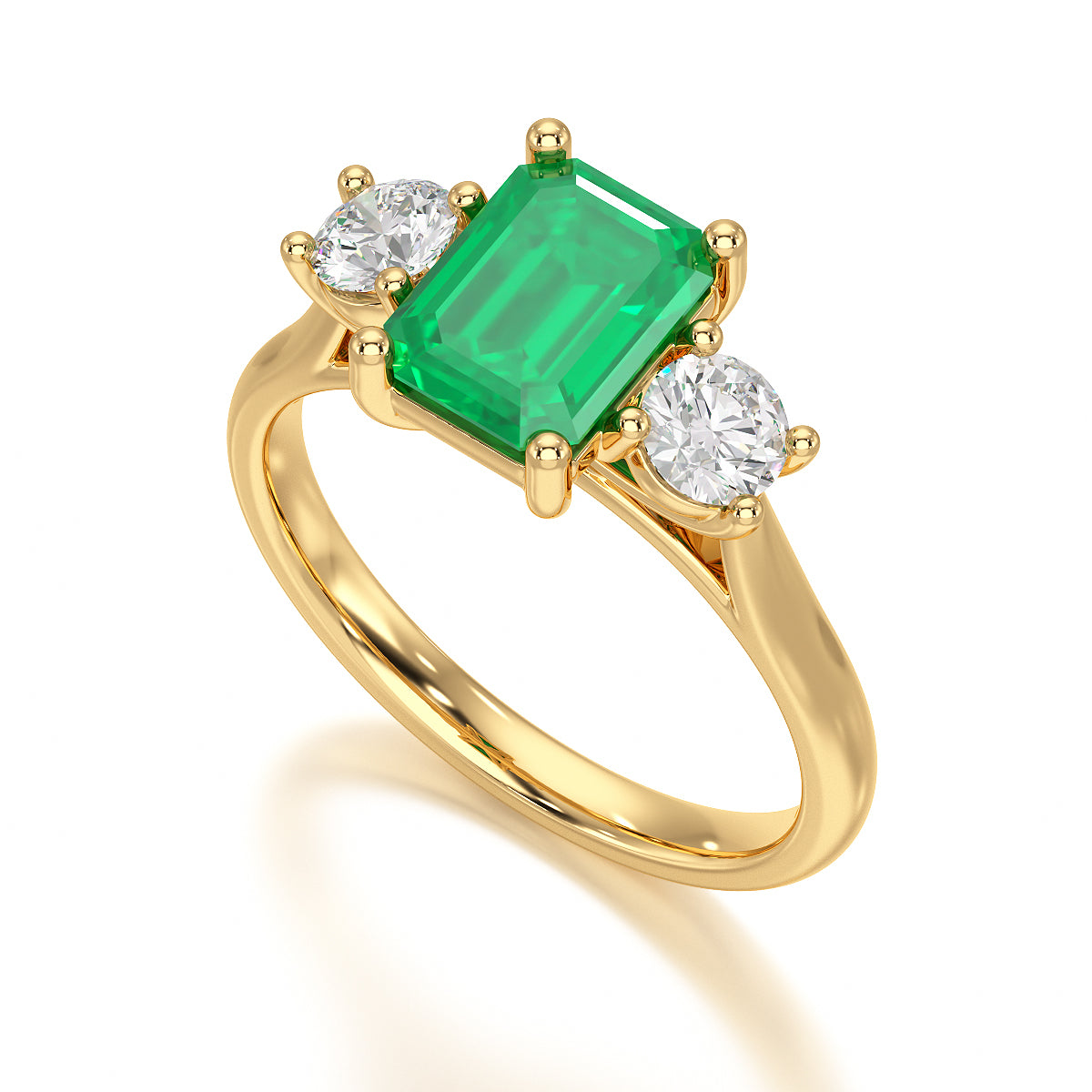 Emerald trilogy with round side stone Dress ring