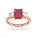 Ruby trilogy with round side stone Dress ring