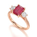 Ruby trilogy with round side stone Dress ring