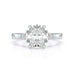 Oval Trilogy Engagement Ring with Trillion side stone