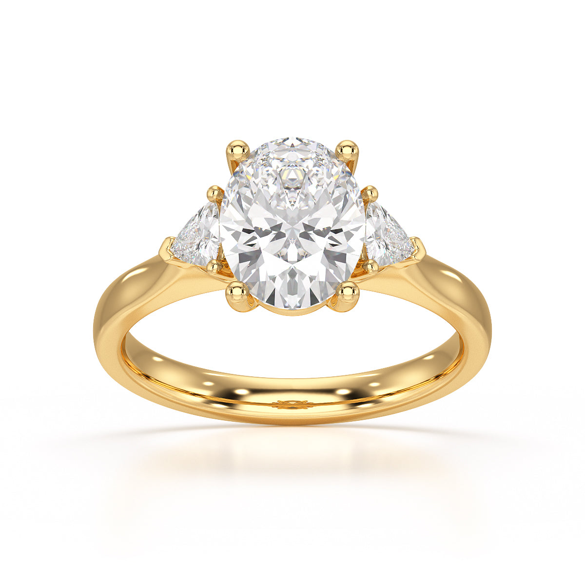 Oval Trilogy Engagement Ring with Trillion side stone