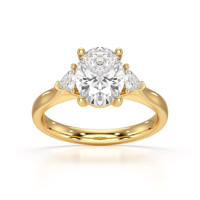 Oval Trilogy Engagement Ring with Trillion side stone