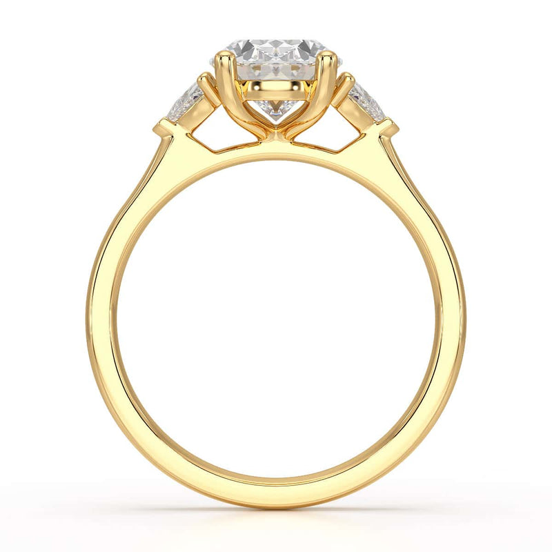 Oval Trilogy Engagement Ring with Trillion side stone