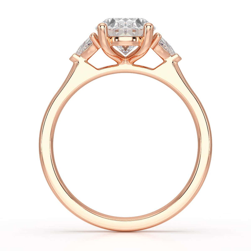 Oval Trilogy Engagement Ring with Trillion side stone